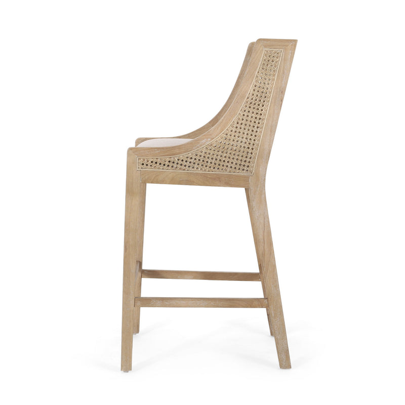 Celestiality - Upholstered Barstool With Cane Webbing Backrest (Set of 2)