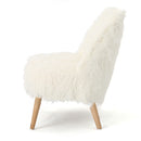 Modern Glam Club Chair With Shaggy Textures - White