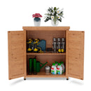 Rustic Cedar Potting Bench With Storage Cabinet And Metal Table Top For Outdoor Patio - Light Brown