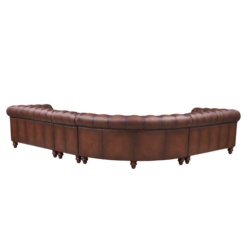 Alton Bay - Leather L-Shaped Convertible Sectional - Brown