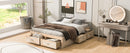 Queen Size Platform Bed with 6 Storage Drawers,Antique Natural