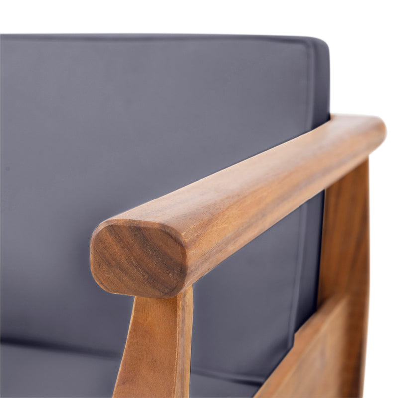 Aston - 2 Piece Wood Outdoor Patio Conversation Seating Set With Cushions