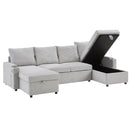 U Shaped Sectional Sofa Bed With Storage Chaise Lounges, USB Ports, And Cup Holders