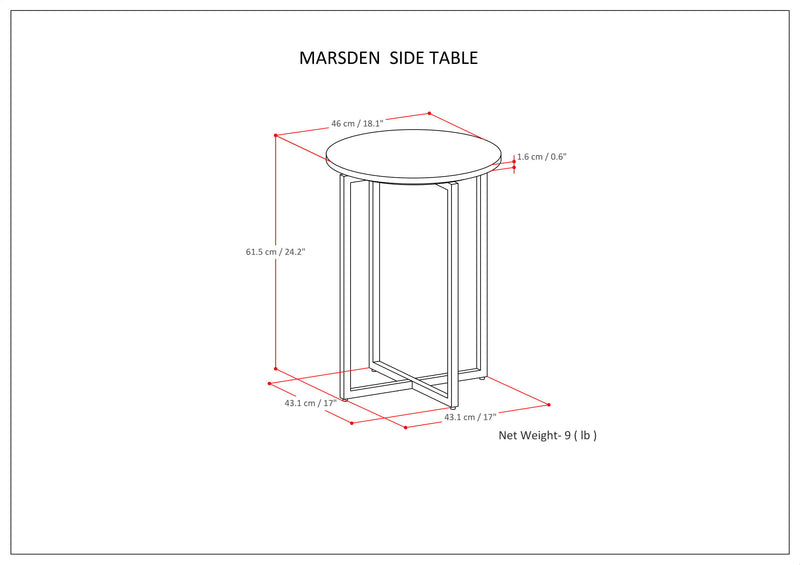 Marsden - Side Table With Polished Stainless Steel Base - White / Silver