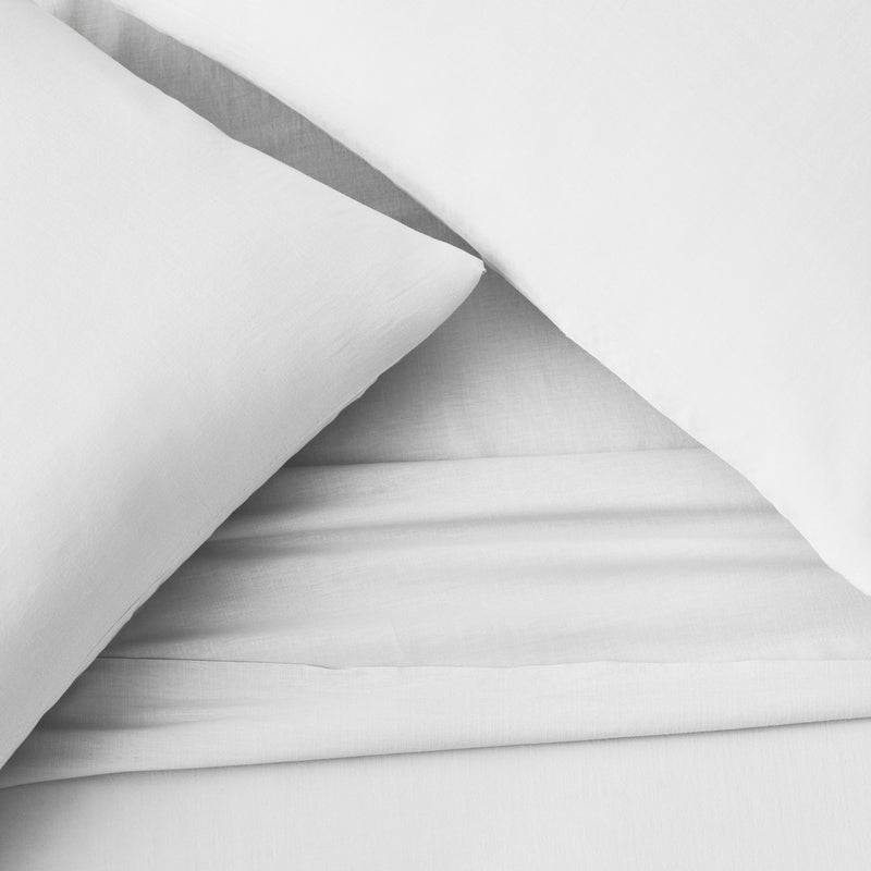 Linen-Weave Cotton King Sheet Set - White