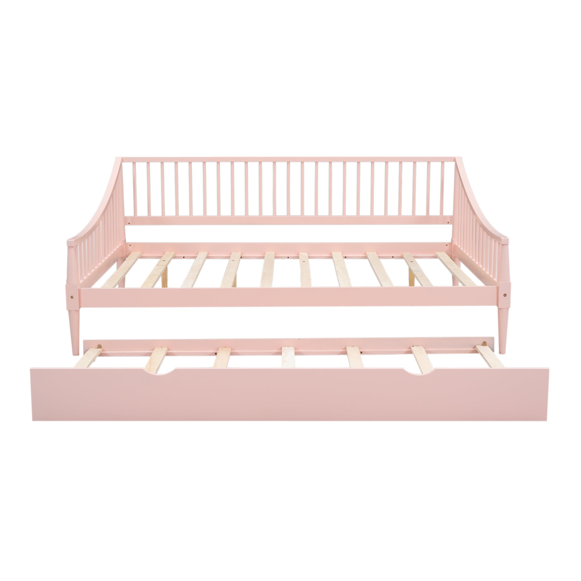 Full Size Daybed with Trundle and Support Legs, Pink - Atlantic Fine Furniture Melbourne FL
