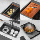 Drop In Kitchen Sink With Pull Out Faucet And Soap Dispenser, Single Bowl Topmount Sink - Gunmetal Black