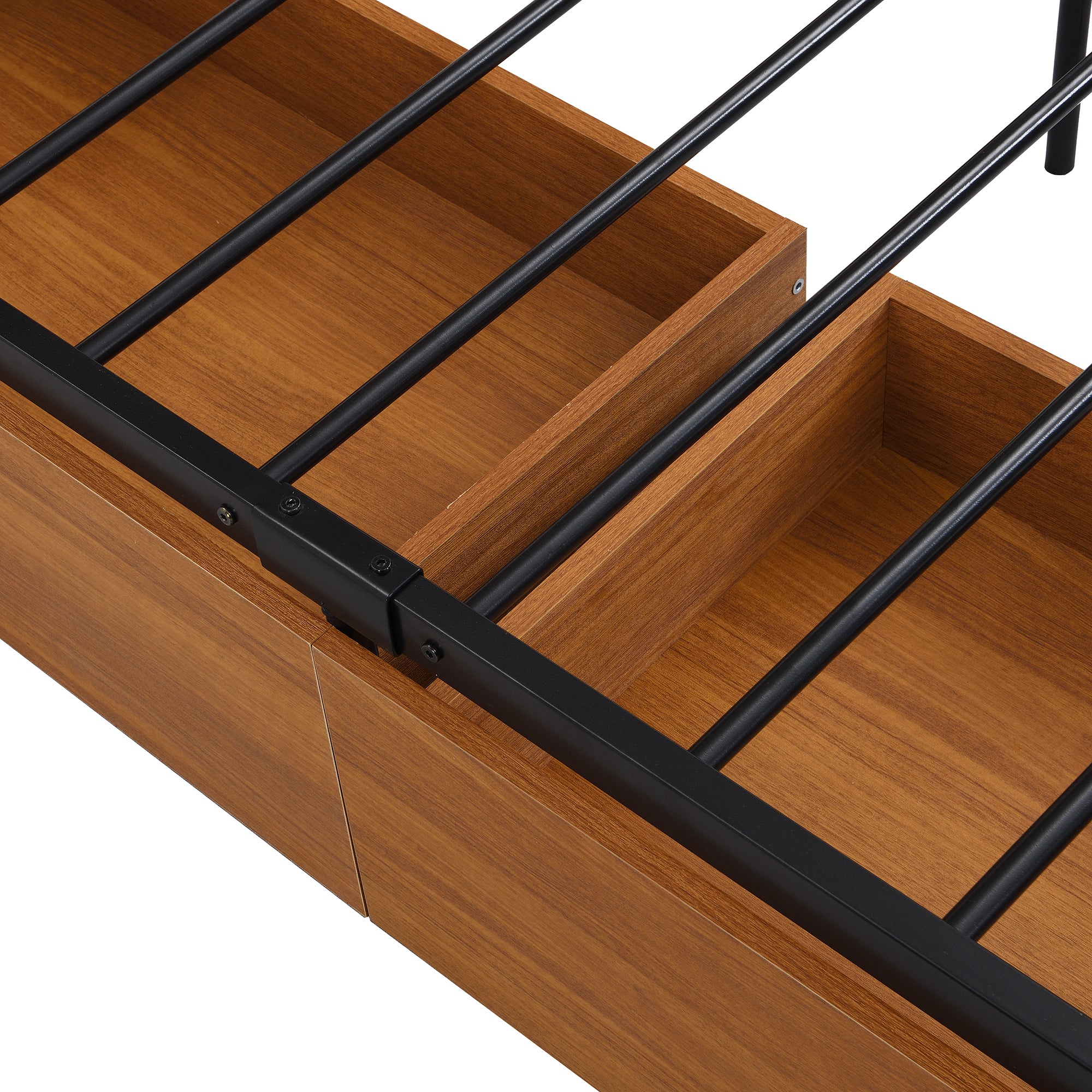 Full Size Metal Platform Bed Frame with  Four Drawers,Sockets and USB Ports ,Slat Support No Box Spring Needed Black - Atlantic Fine Furniture Melbourne FL