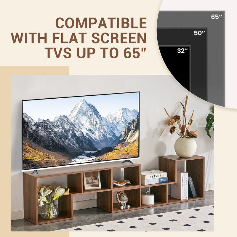 Minimalist Cube TV Stand With Adjustable Open Storage Shelves