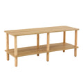 Modern Double Deck TV Cabinet With Open Storage Shelf, Rounded Legs