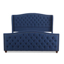 Marcella - King Upholstered Shelter Headboard Bed Set - Dark Sapphire Blue