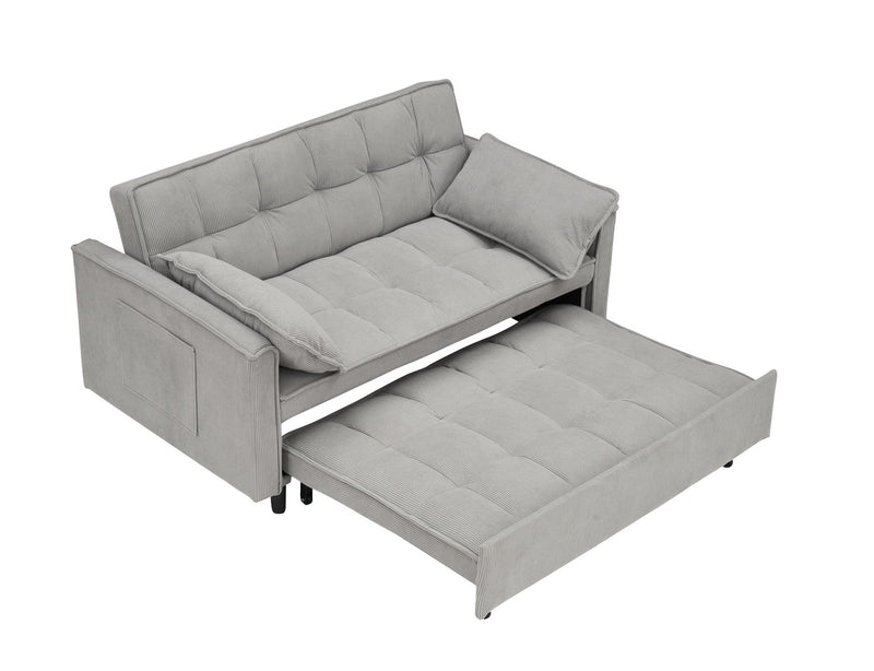 Two-Seat Casual Sofa With Pull Out Bed, Living Room Furniture - Light Gray