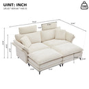 Modern Corduroy Deep Seat Sectional Sofa With Ottoman