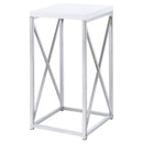 Edmund - Square Accent Side Table - White High Gloss And Chrome