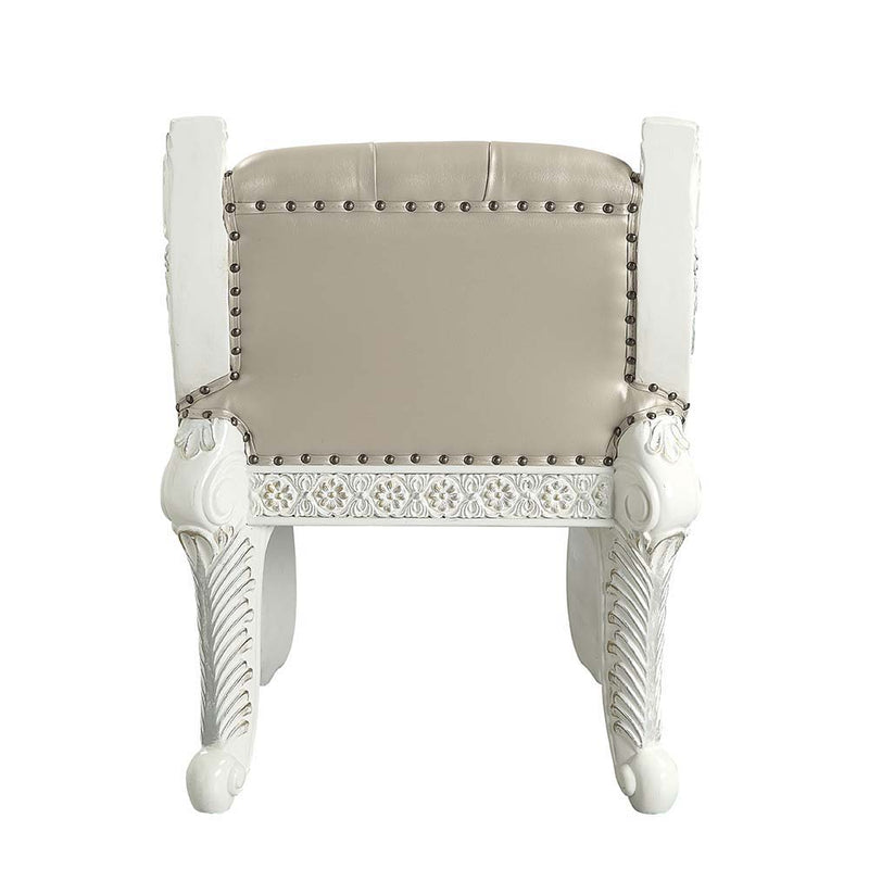 Vanaheim - Vanity Stool - Beige PU & Antique White Finish - Atlantic Fine Furniture Inc