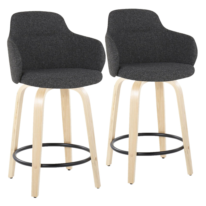 Boyne - Contemporary Fixed Height Counter Stool With Swivel (Set of 2) Round Footrest