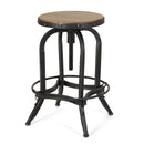 Industrial Firwood Adjustable Height Swivel Barstools (Set of 2) Metal & Wood - Natural / Pewter