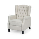 Contemporary Tufted Fabric Push Back Recliner - Beige