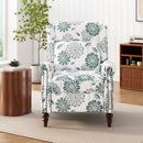 Push Back Recliner Chair Upholstered Recliner Armchair With Classic Wing Back And Solid Gourd-Shaped Legs
