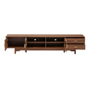 TV Stand With Fluted Doors, 2 Drawers - Walnut