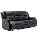 3 Seater Home Theater Recliner Manual Recliner Chair With A LED Light Strip Two Built-In Cup Holders For Living Room