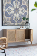 Wooden Accent TV Cabinet With 3 Doors - Brown