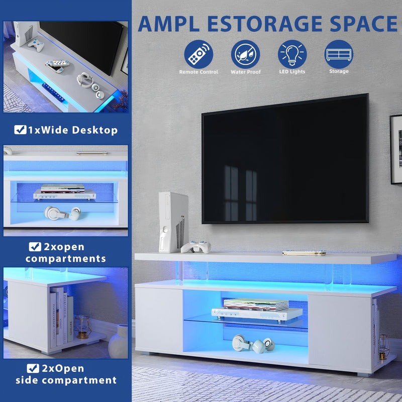 TV Stant With LED And Large Side Cabinet
