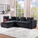 Modern L Shaped Sectional Sofa With Chenille Upholstery And Wooden Storage