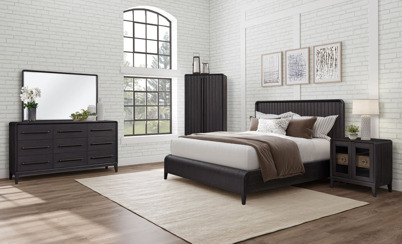 Queen Waterfall - Panel Bed - Black