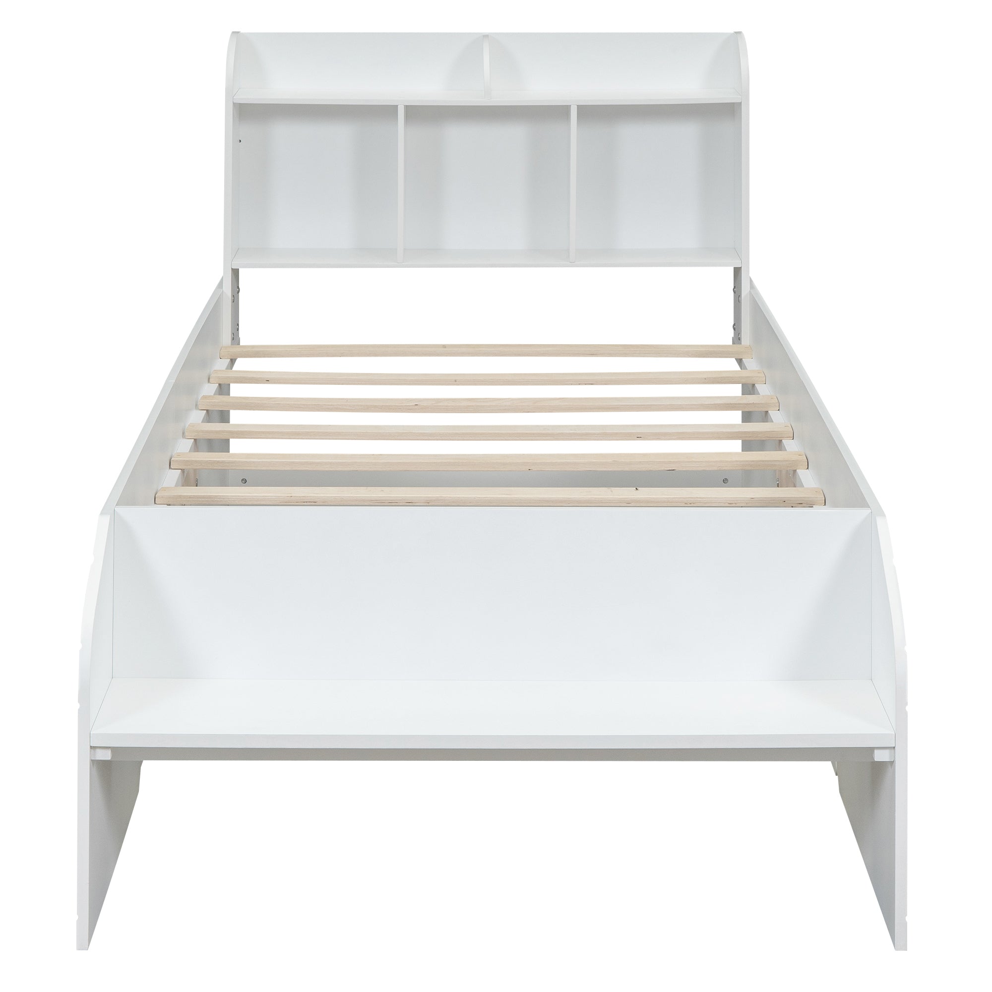 Wood Twin Size Platform Bed with 2 Drawers, Storage  Headboard and Footboard, White - Atlantic Fine Furniture Melbourne FL