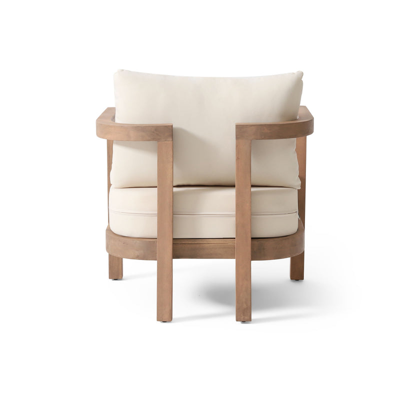 Outdoor Acacia Wood Patio Club Chair, Waterproof Thick Cushion, Deep Seating