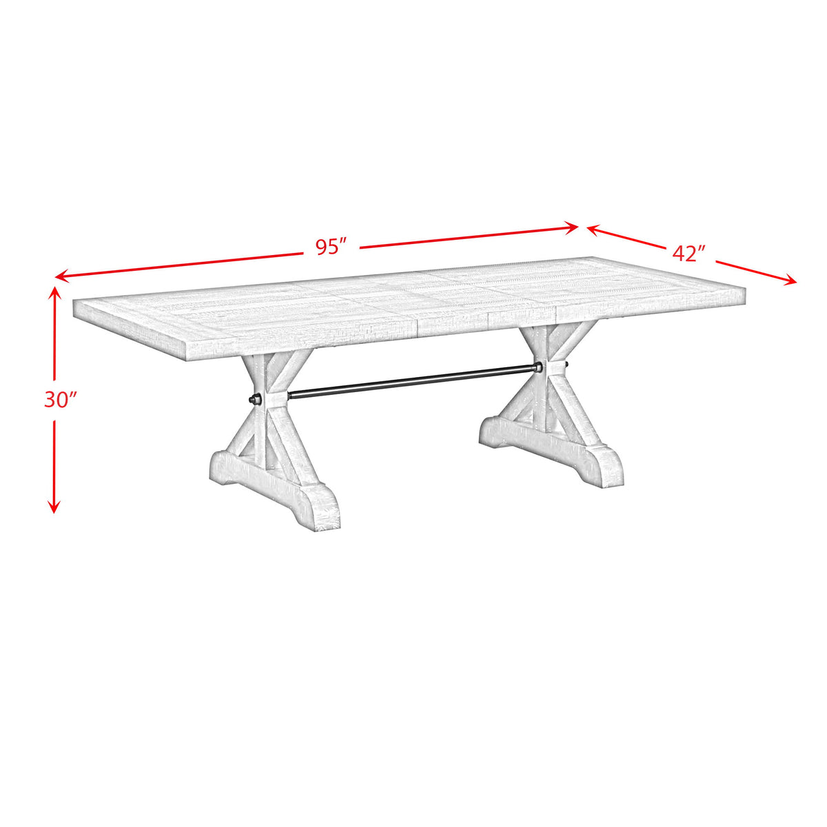 Yellowstone Dining Table With 2X12" Leaves in Gray by Elements International, view 9