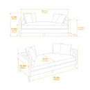 Upholstered Chaise Lounge Indoor With Nailheads, Sleeper Sofa Couch With 4 Throw Pillows & 2 Bolsters, Daybed With Rubberwood Legs