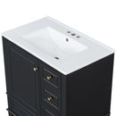 30" Bathroom Vanity With Sink, 1 Door With Shelf And 3 Drawers, Soft Close Door - Black