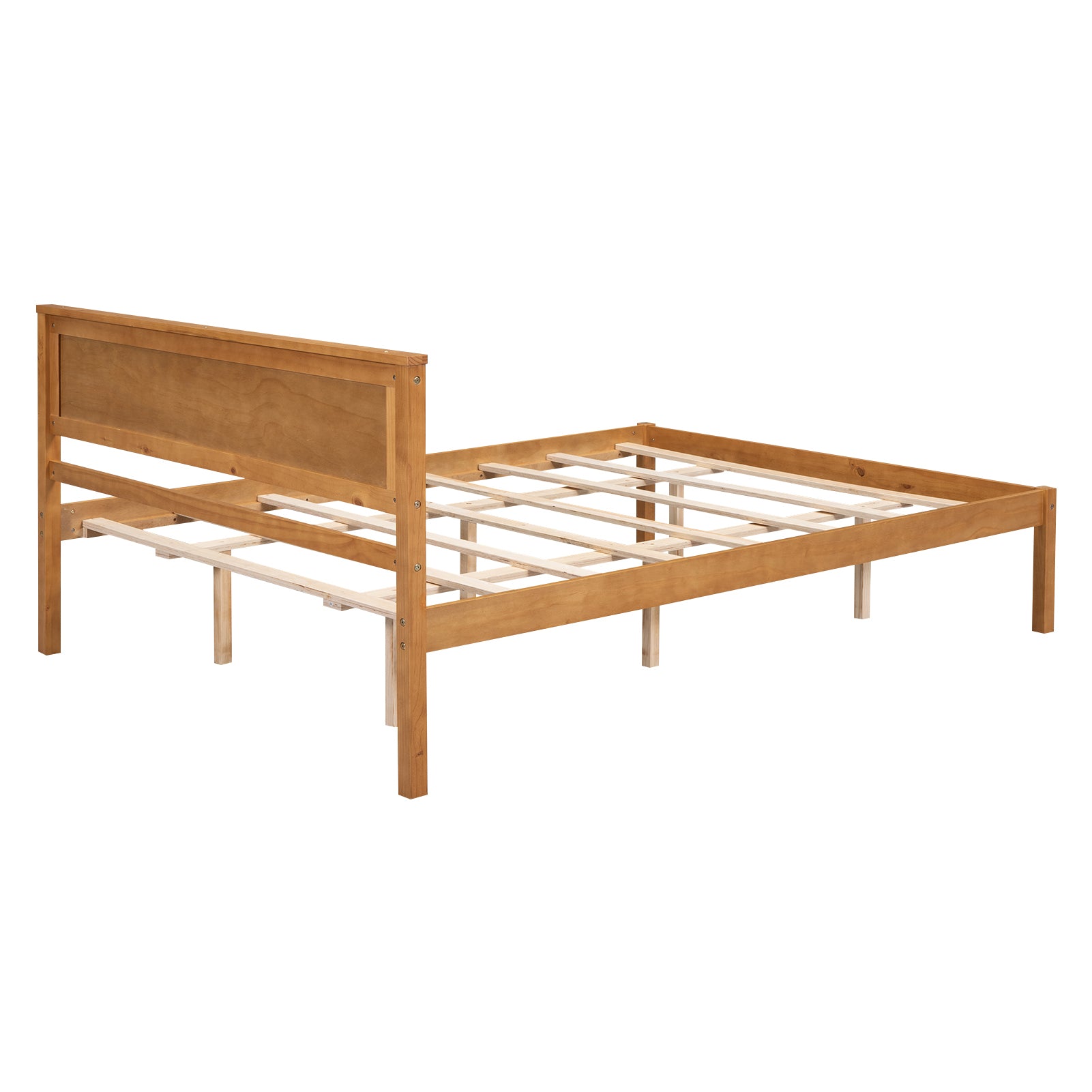 Platform Bed Frame with Headboard, Wood Slat Support, No Box Spring Needed, Queen, Oak - Atlantic Fine Furniture Melbourne FL