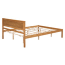 Platform Bed Frame with Headboard, Wood Slat Support, No Box Spring Needed, Queen, Oak