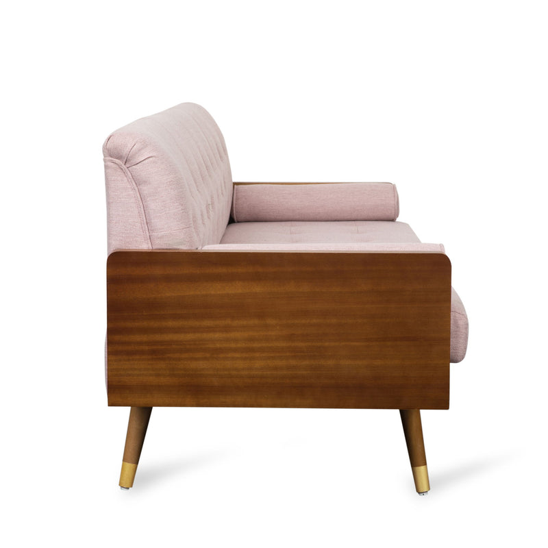 Aidan - Mid Century Modern Tufted Fabric Sofa - Blush