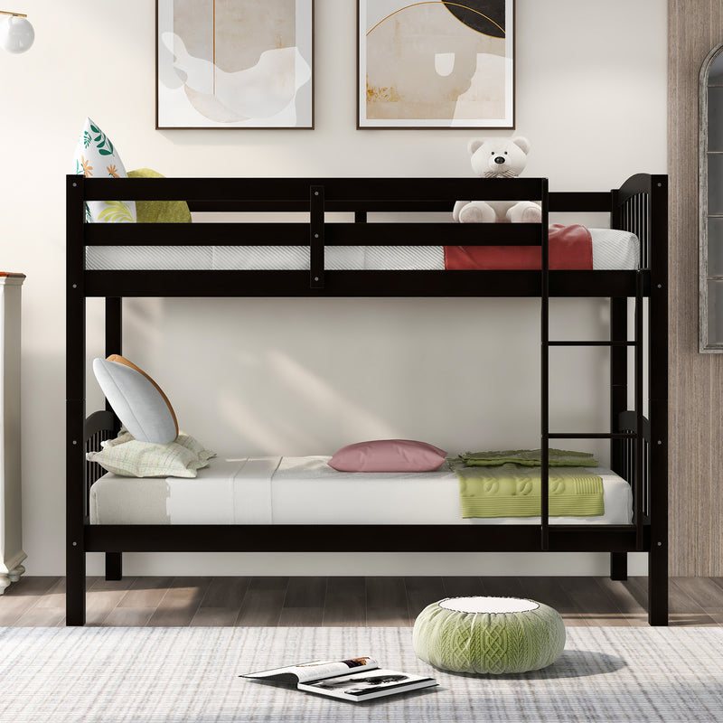 Twin Over Twin Bunk Bed with Ladder,Espresso ( OLD SKU: LP000066AAP)