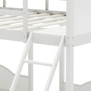 Full Over Twin & Twin Bunk Bed Metal Triple Bed With Nightstand and Guardrails. White, 96.9'' L x 76'' W x 69'' H