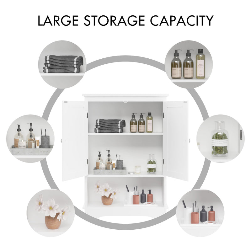 Over The Toilet Storage Cabinet, Bathroom Space Saver With Adjustable Shelf - White