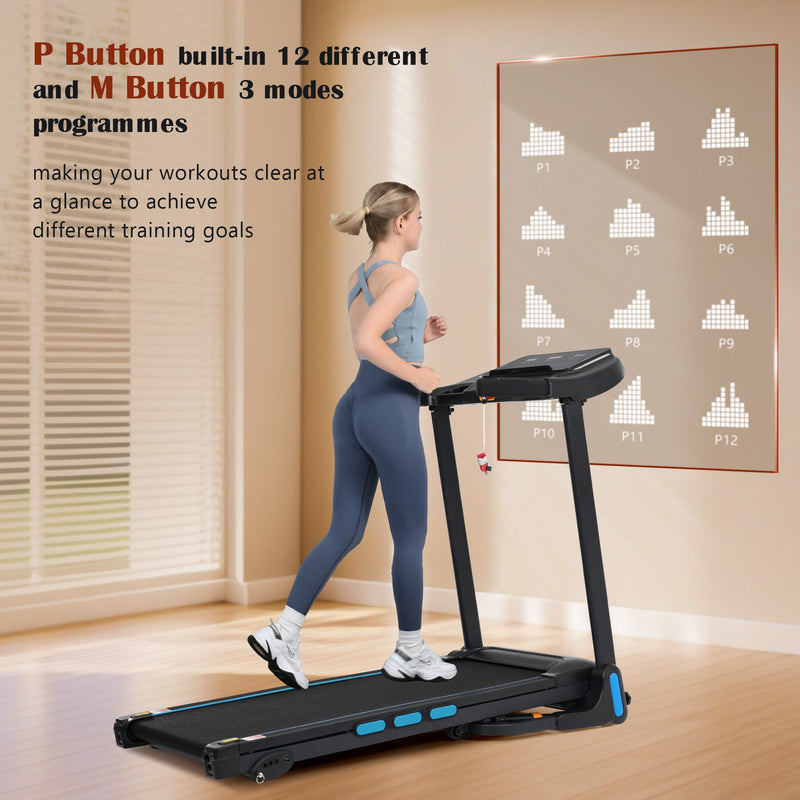 3.5Hp Hydraulic System Auto Foldable Treadmill With Incline, Heart Rate Sensors, Type C & USB Charge, Bluetooth Speaker - Black