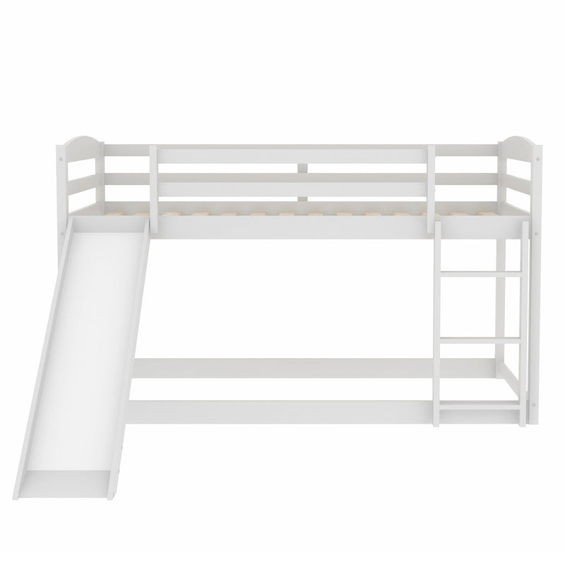 Twin over Twin Bunk Bed with Convertible Slide and Ladder , White(Old SKU:WF281725AAK)