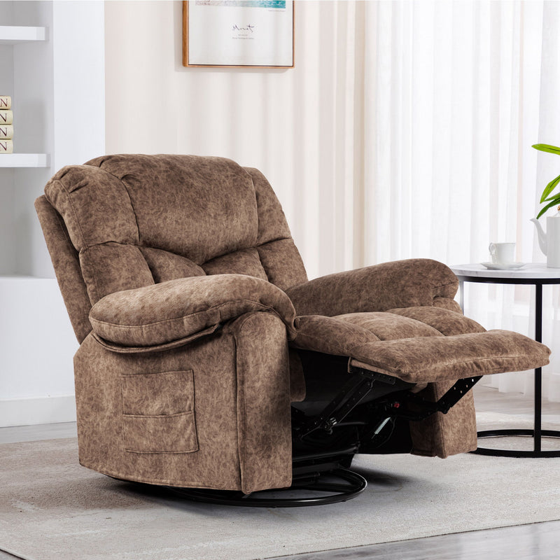 Swivel And Rocking Recliner Chair With Massage And Heating Bonded Leather Sofa