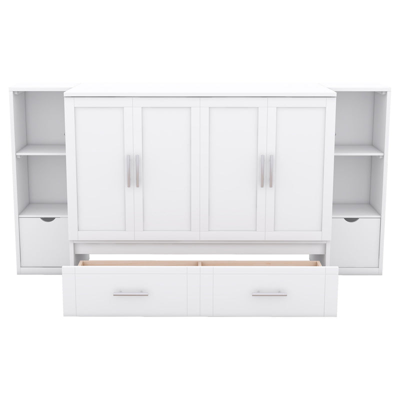 Murphy Bed With Shelves, Drawers And USB Ports