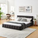 Modern Platform Bed Frame With Thick Chenille Fabric