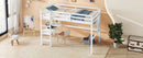 Loft Bed With Desk And Shelves, Safety Guardrail And Ladder
