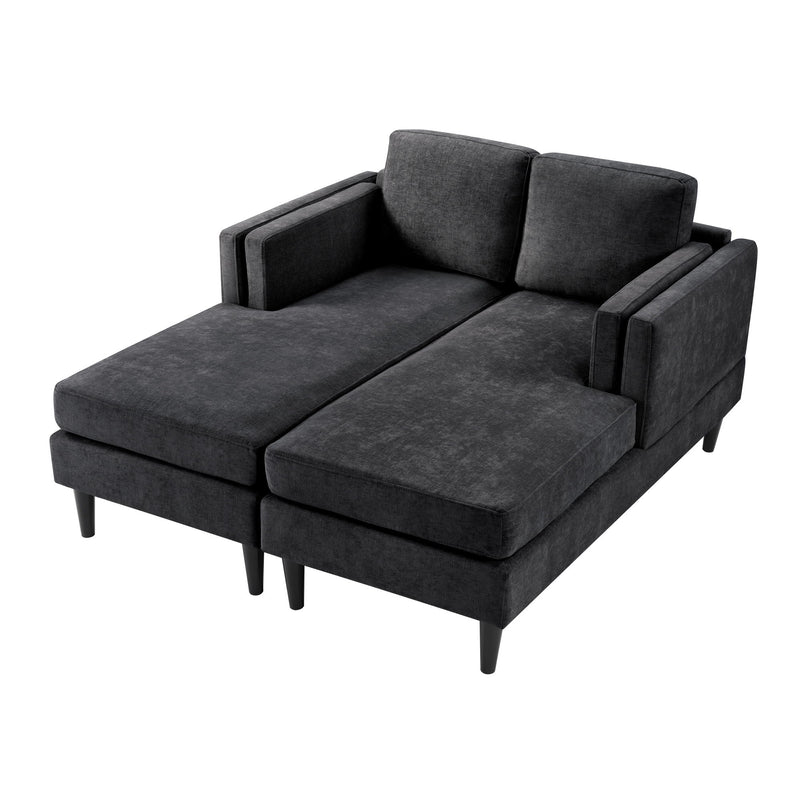 Modern Chaise Lounge With Dual Layer Armrests