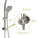 Dual Shower Head With Adjustable Slide Bar And Multi Function Settings