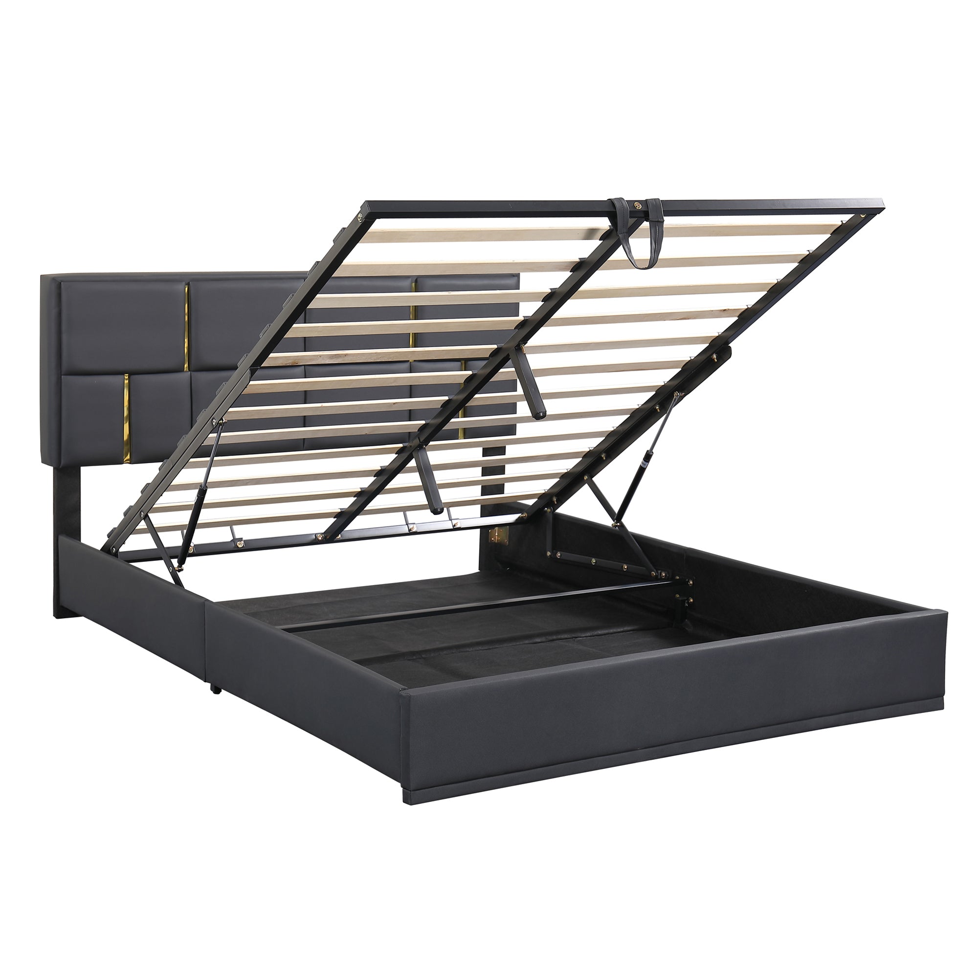 Queen Size Upholstered Platform Bed with Hydraulic Storage System,No Box Spring Needed,Black - Atlantic Fine Furniture Melbourne FL