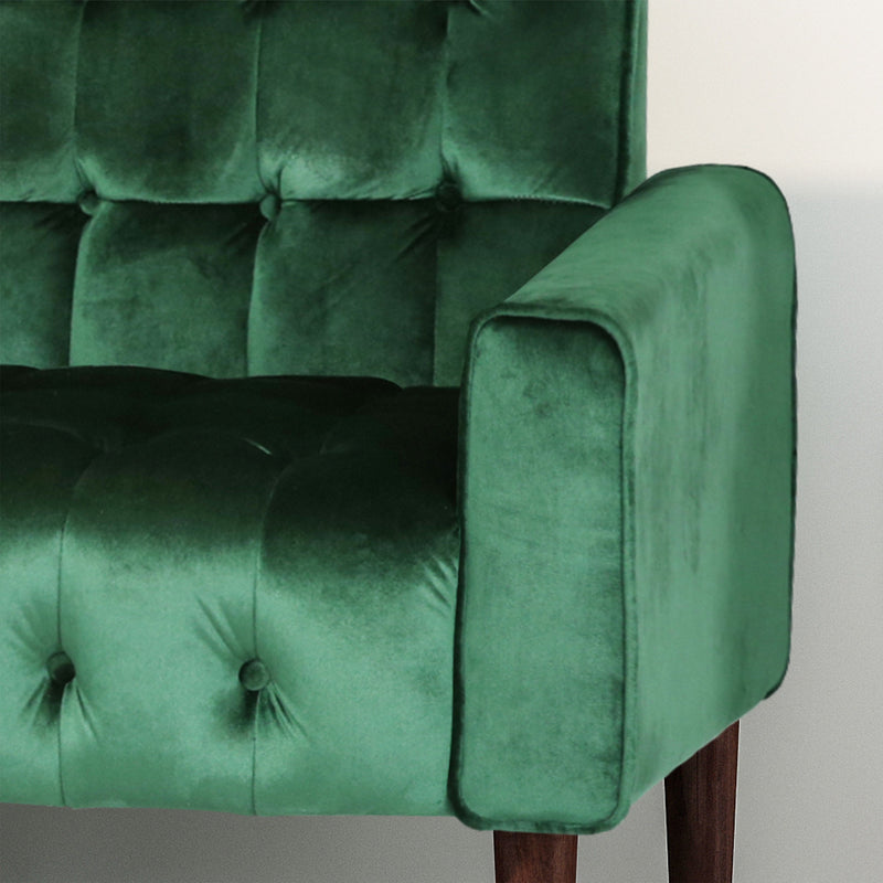 Square Arms Velvet Straight Sofa, Living Room And Study - Emerald